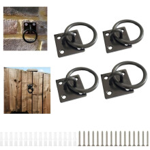 M8 Stainless Steel Tie Down Anchor Set (4-Pack) — Black Marine Mooring Ring with Pad Eye and Spring Hook for Boat Deck, Wall and Bulkhead
