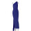 Solid Backless Pleated Fitted Sleeveless Dress,Dark Blue,2XS 1