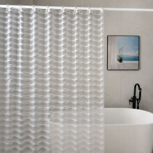3D-Duschvorhang mit Wasserwellenstruktur aus transparentem PEVA, wasserfest und schimmelhemmend