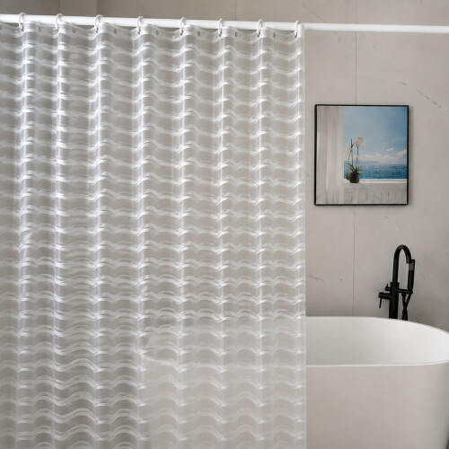 Tenda Doccia 3D Effetto Onda – PEVA Trasparente, Impermeabile e Resistente alla Muffa