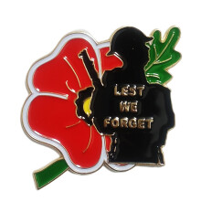 Lest We Forget Red Flowers and Veteran Soldier Lapel Pins Remembrance Day Badge Brooch Gifts