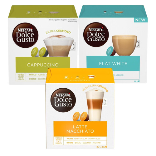 Nescafe Nescafe Dolce Gusto Coffee Pods 3 Box Bundle Flat White + Cappuccino + Latte