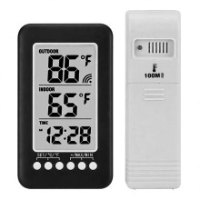 Thermomètre Numérique avec Horloge, Écran LCD, Sans Fil, pour Intérieur et Extérieur, Station Météo