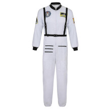 (XS, White for Men) Astronaut Costume Space Suit For Adult Cosplay Costumes Zipper Halloween Costume Couple Flight Jumpsuit Plus Size Uniform
