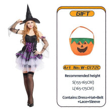(S) Halloween Vampire Witch Cosplay Costumes Carnival Adult Sets Hat Pumpkin Bag Pantyhose Christmas Carnival Party W-0172C