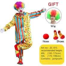 (4XL) Halloween Clown Costume Adult Men Rainbow Bluey Cosplay Men's Suit Christmas Party Funny Circus Naughty Fancy Dress ZC-015