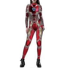 (M, Red) Halloween Women Captain America Iron-man Costume Fancy Dress Jumpsuit_y High Quality