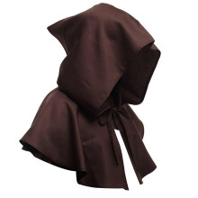(brown) Medieval Hooded Cape For Cosplay, Stage Performance, Halloween, Role-playing, One Size Fits All