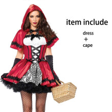 (S, Rojo) Disfraz de Caperucita Roja para mujer para Halloween, Carnaval, Despedida de soltera, Fiesta de disfraces