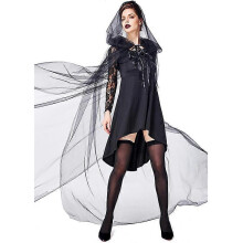 (L, Black) Women Sexy Fantasia Witch Cosplay Costume Adult Ladies Halloween Carnival Witch Role Playing Fancy Party Dress Outfit