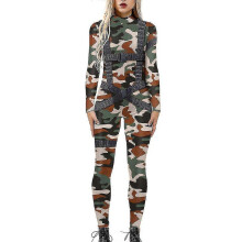 (XL, Army Green) Women Halloween Cosplay Costume Jumpsuit Bodysuit Abstract Catsuit Fancy Dress