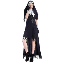 (S, Black) Halloween Nun Cosplay Women Black Vampire Fantasy Dress Terror Sister Act Disguise Female Fancy Dress