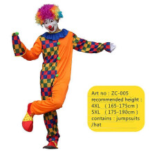 (5XL) Halloween Adult Funny Circus Clown Hat Costume Men Women Naughty Joker Jester Fancy Cosplay Christmas Party Dress No Wig ZC-005