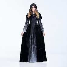 (XL, Zwart) Dameskostuum: Skelet, Boze Heks, Cosplay, Zwart, Middeleeuws, Renaissance, Heks, Gotische Duivel, Vampier, Kostuum voor Halloweenfeest