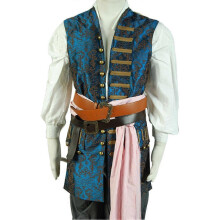 (M) Pirates Cosplay Jack Costume Sparrow Vest Halloween Carnival Cosplay Costume for Adult Men