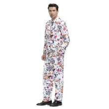 (M, multi) Halloween Men 60s 70s Retro Hippie Peace and Love Cosplay Costume Flower Power Disco Carnival Party Suit Coat T Shirt Pant Set