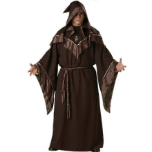 (XL, Brown) Men Medieval Wizard Cosplay Costume For Adult Religious Godfather Party Mage Uniform Men Wizard Priest Costume For Halloween