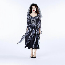 (XL, Black) Halloween Zombie Bride Costume Dresses Adult Women Carnival Party Vampire Cosplay Outfit