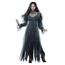 (M, Black) Carnival Halloween Lady Corpse Bride Costume Day Of The Dead Creepy Graveyard Zombie Role Play Cosplay Fancy Party Dress