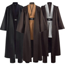 (Piccolo, Marrone) Costume da cavaliere con tunica e cappuccio, uniforme completa da Jedi, costume da uomo per Halloween e cosplay, mantello.