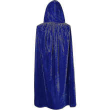 (170cm, blue) Velvet Hooded Cape Unisex Halloween Cloak Devil Witch Wizard Halloween Christmas Cosplay