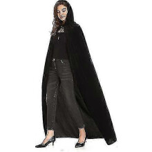 (70cm, black) Velvet Hooded Cape Unisex Halloween Cloak Devil Witch Wizard Halloween Christmas Cosplay