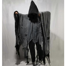 (One Size, Black) Unisex Halloween Ghost Dementors Cosplay Costume Gothic Horror Zombie Tattered Hooded Capes Day Of The Dead Party Props Cloaks