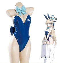 (S, Only costume) Blue Archive Asuma Toki Cosplay Jumpsuit Cute Bunny Girl Sexy Costume for Women Backless Catsuit Bodysuit Halloween Carnival