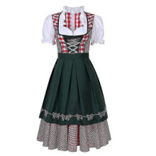 (XXXL, Style1 Green) High Quality Traditional German Plaid Dirndl Dress Oktoberfest Costume Outfit For Adult Women Halloween Fancy Party