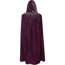 (110cm, Claret) Velvet Hooded Cape Unisex Halloween Cloak Devil Witch Wizard Halloween Christmas Cosplay