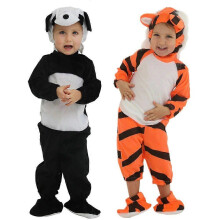 (S(6-12 months), White) Cute Baby Tiger Panda Rompers Infant Halloween Animals Cosplay Costume Carnival Easter Purim Fancy Dress