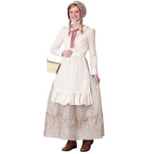 (L, White) Little Red Riding Hood Wolf Grandmother Cosplay Adult Women Halloween Party Colonial Pioneer Costume Outfit