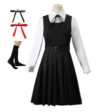 (M, A2 Costume) Anime Chainsaw Man Cosplay Mitaka Asa Costume Dress Black Red Tie Women Uniform Halloween Clothes