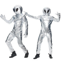 (L, alien costume) UFO Aliens Space Costumes Jumpsuit Cosplay UFO Astronaut Performance Halloween Carnival Dress Up Party Costumes Props For Adult