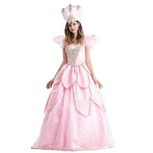 (XL, Pink) Fashion Pink Princess Costume for Women Adult Fancy Dress With Hat Flower Pretty Woman Costume Halloween