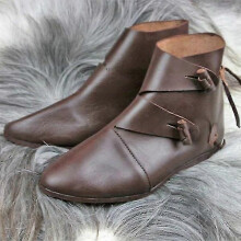 (43, Style1 Burgundy) Viking Cosplay Pu Leather Boots - Medieval Pirate Paladin Knight Prince Halloween Costume Shoes for Men