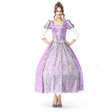 (M, Purple) Adult Women Halloween Princess Costume Medieval Renaissance Long Purple Tangled Rapunzel Princess Dress
