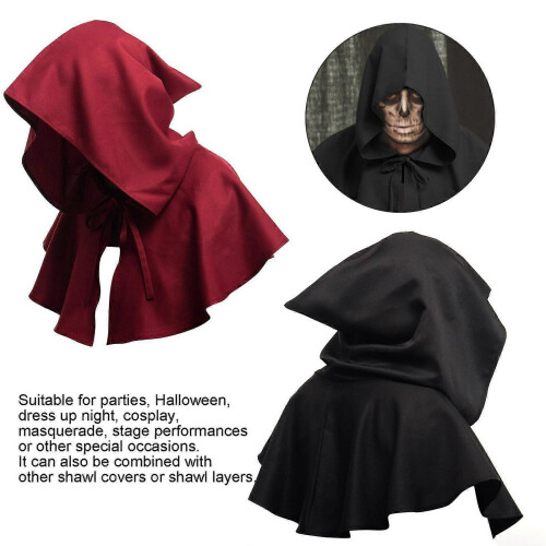 (brown) Witch Reversible Hood Cape Halloween Medieval Magic Wizard Cloak Cosplay Hat Us 1