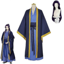 (2XL, Keine Perücke) Jinshi Cosplay Komplettset mit Perücke Anime The Apothecary Diaries Blaue Robe Uniform Halloween Kostüm Karneval