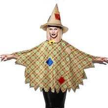 (Yellow) Scarecrow Cloak for Halloween Cosplay Party, Adult Men/Women Straw Costumes