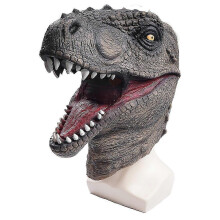 (Black) Dinosaur Mask T-rex Head Latex Realistic Animal Full Head Mask for Halloween Costume Party Carnival Cosplay