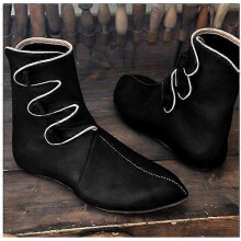 (42, Style1 Black) Viking Cosplay Pu Leather Boots - Medieval Pirate Paladin Knight Prince Halloween Costume Shoes for Men
