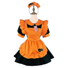 (XXL, Photo Color) Halloween Christmas Cosplay Halloween Embroidered Maid Costume Pumpkin Maid Costume Bat Vampire Maid Magic Witch