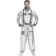 (XL, men) Unisex Astronaut Costume Womens Mens Silver Space Suit Halloween Spaceman Costume