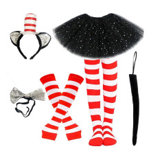 (Sequin cat six piece) Catgirl Dress up Outfit Halloween Cats Animal Costume Accessories for Children Cosplay Birthday Christmas Halloween