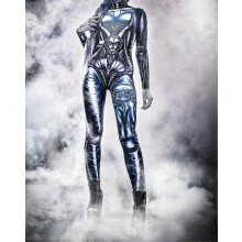 (S, Black) Sexy Cyberpunk Costume for Women - Ideal for Halloween & Christmas Cosplay_Special Gift