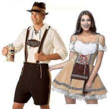 (3XL, Woman) Traditional Couples Oktoberfest Costume Parade Tavern Bartender Waitress Outfit Cosplay Carnival Halloween Fancy Party Dress_ai