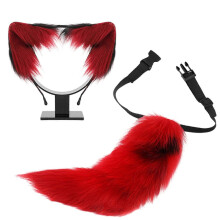 (Style 1) Animal Role Play Outfit Set Furry Animal Tail Costume and Plush Ear Headband for Women Halloween Cosplay Animal Costume 14