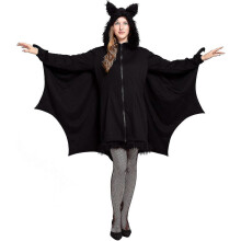 (XXL) Halloween Costume Ladies Bat Cozy Black Animal Adult Cosplay Vampire Zip Dress