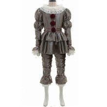 (2XL) Adults Pennywise Clown Suit Cosplay Party Costume Stage Show Fancy Dress Outfit Set Halloween